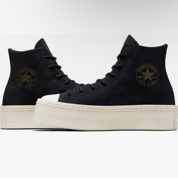 Converse Chuck Taylor All Star Modern Lift Platform Mono Suede Black - Picture 3 of 15